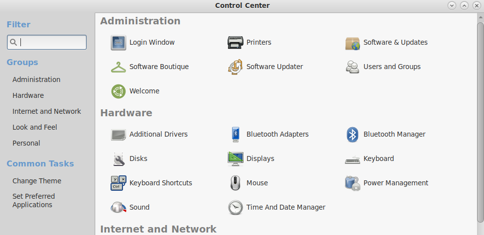 MATE Control Center Control Center window