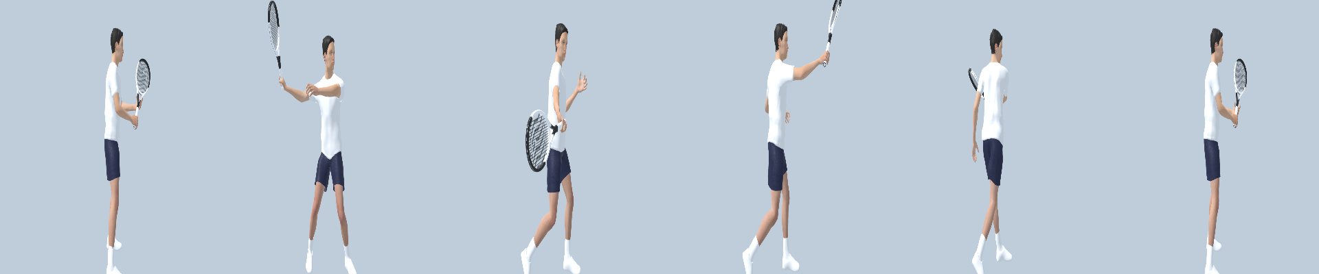 The forehand: ready, backswing, just before contact (0.55 s), follow-through, finish, recovery.